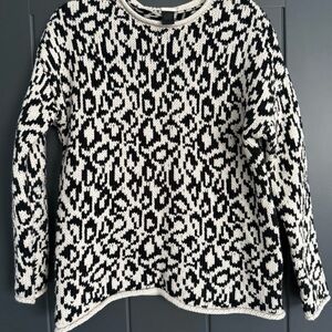 Magaschoni Black and White Patterned Sweater Cozy Grandmacore